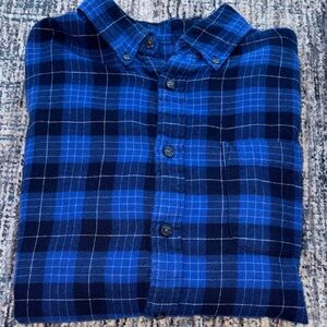 Blue Plaid Men's Flannel Shirt (medium)